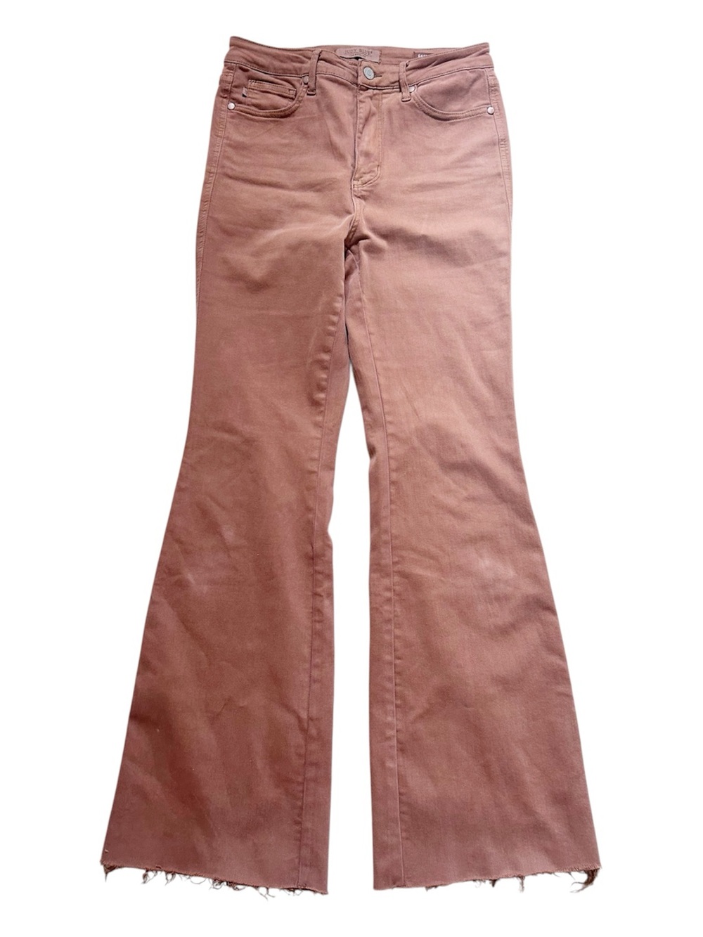 Judy Blue Caramel High-Rise Flared Pants Fringe Size 7/28 Neutral
